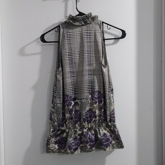 The Limited Gingham Floral Sleeveless High Ruffle V-Neck Blouse Size XS *EUC* - Picture 4 of 8